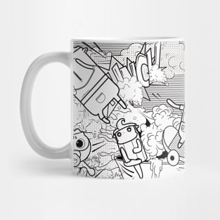 Happy cans pew cartoon illustration Mug